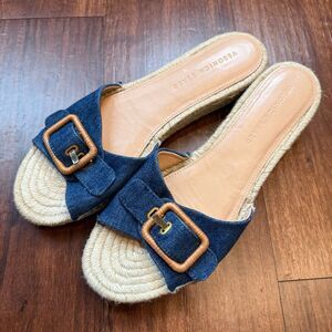 VERONICA BEARD APA ESPADRILLE DENIM BUCKLE SLIDE SANDAL